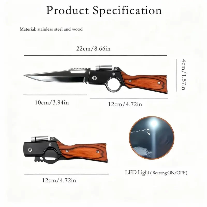 Portable folding knife, suitable for camping, barbecue, fishing, hiking, pocket clip, safety lock, Valentine's Day, Christmas, Halloween gift for male friends