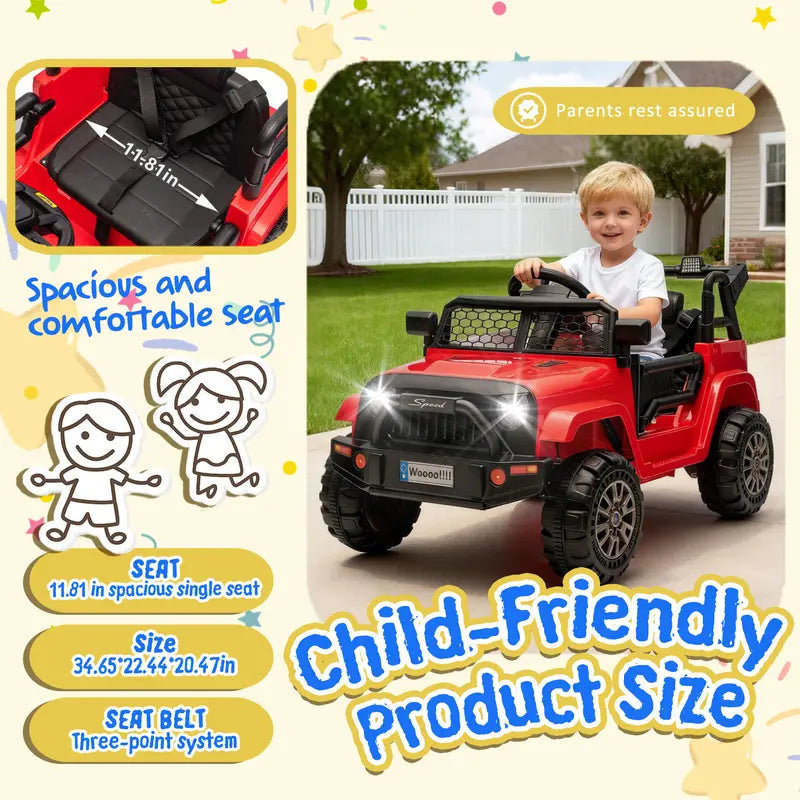 12V Kids Ride On Truck car W/Parents Control,2wd,Suspension System,Front Anti-Collision Bar Design,LED Headlights&Rear Reflective Stickers,Bluetooth,Music,USB,Soft Start&Stop Function For Kids 2-5., Toys For Kids, Kids Outdoor Play summerwins,Motorcycle