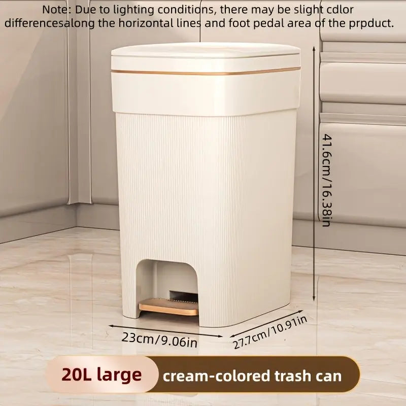 Square Trash Can with Lid, Accents, Two Sizes Available, Fashionable Garbage Bin, Ideal for Kitchen, Bathroom, Bedroom, Home Office