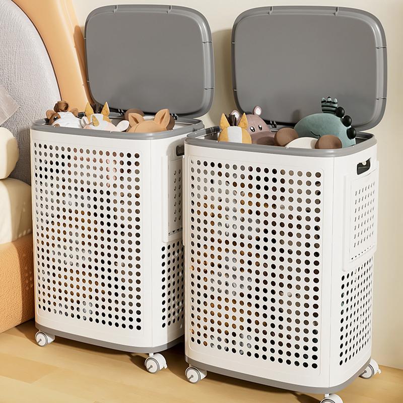 Rolling Laundry Station with Lid & Side Sorting Pockets 🧺✨