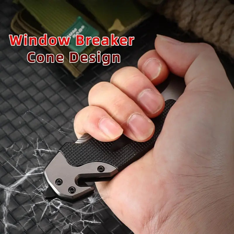 Stainless steel Multifunctional folding knife Glass Breaker, Seat Belt Cutter - EDC Sharp Folding Knives - Small Tool for Camping Hiking - Gifts for Men, Women Compact Folding Grip Knife