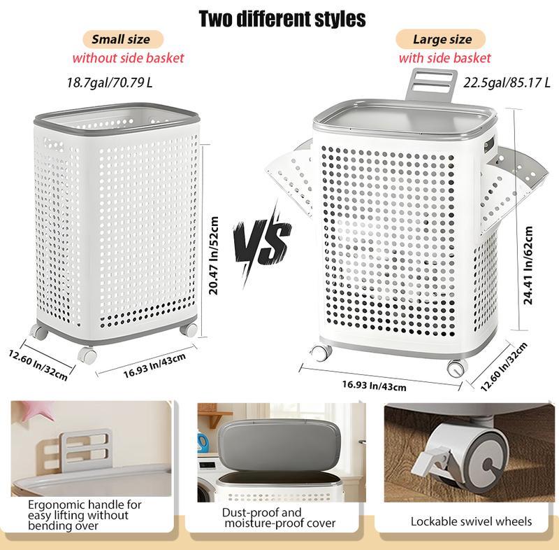 Rolling Laundry Station with Lid & Side Sorting Pockets 🧺✨