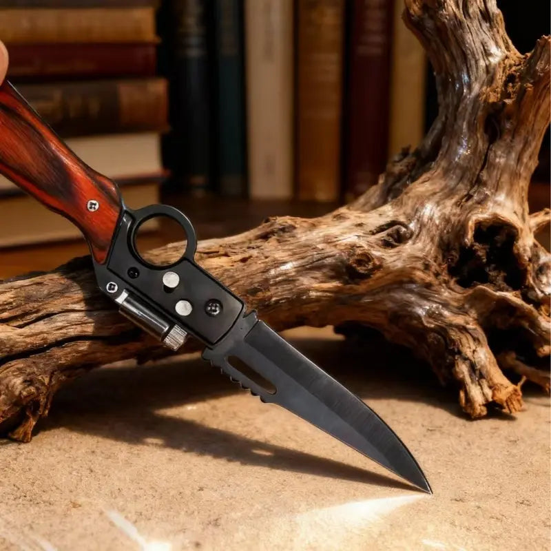 Portable folding knife, suitable for camping, barbecue, fishing, hiking, pocket clip, safety lock, Valentine's Day, Christmas, Halloween gift for male friends