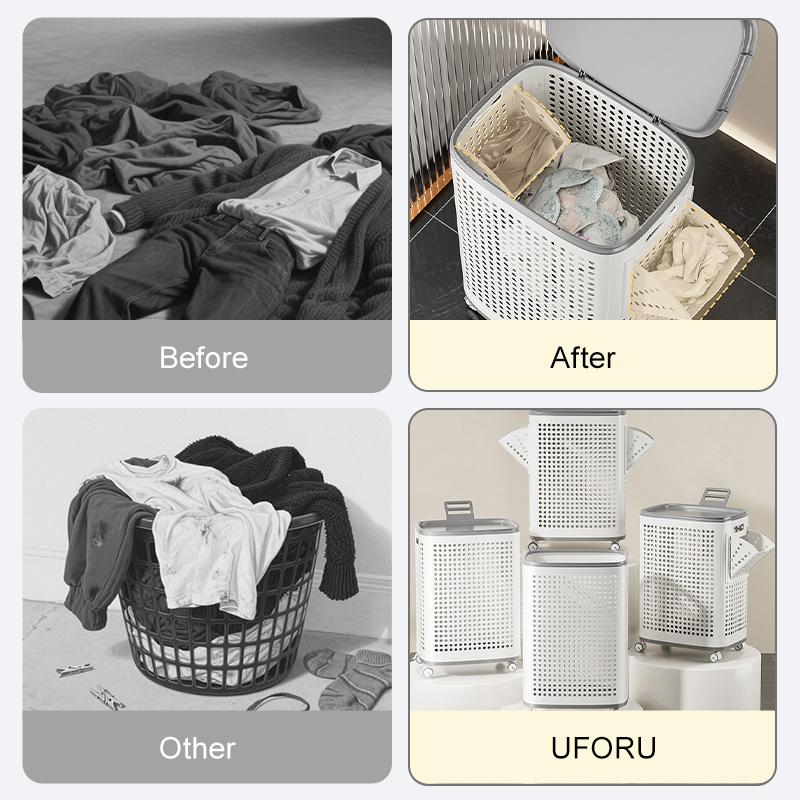 Rolling Laundry Station with Lid & Side Sorting Pockets 🧺✨