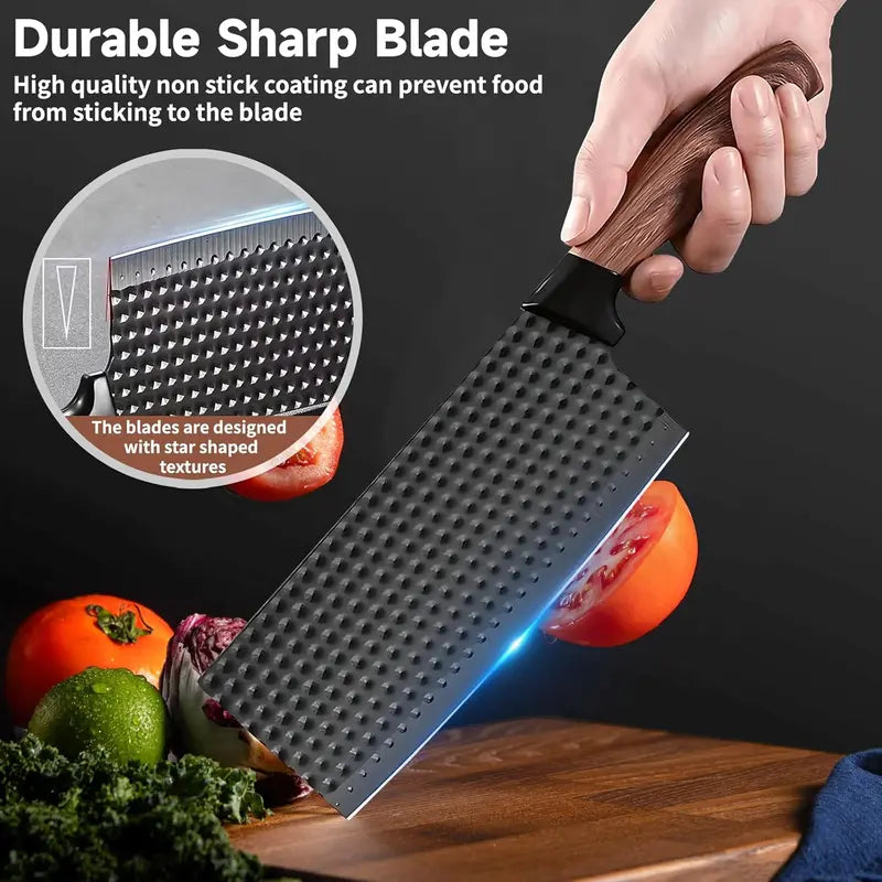 Knife Set with Gift Box, 6-Piece Kitchen Knife Set - Stainless Steel Ultra Sharp Chef Knife Set, Healthy Anti-Rust Coating, Anti-Rust Non-stick, Ergonomic Wood Grain Handle, Dishwasher Safe