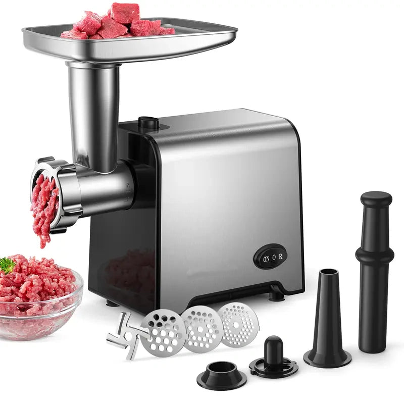 Electric Meat Grinders, Sausage Stuffer Maker 450W(3000W Max) Food Grinder with Blade & 3 Plates,Tubes & Kubbe Kit,Stainless Steel Meat Mincer Machine Ground Beef/Pork Home Kitchen Appliances Slicer