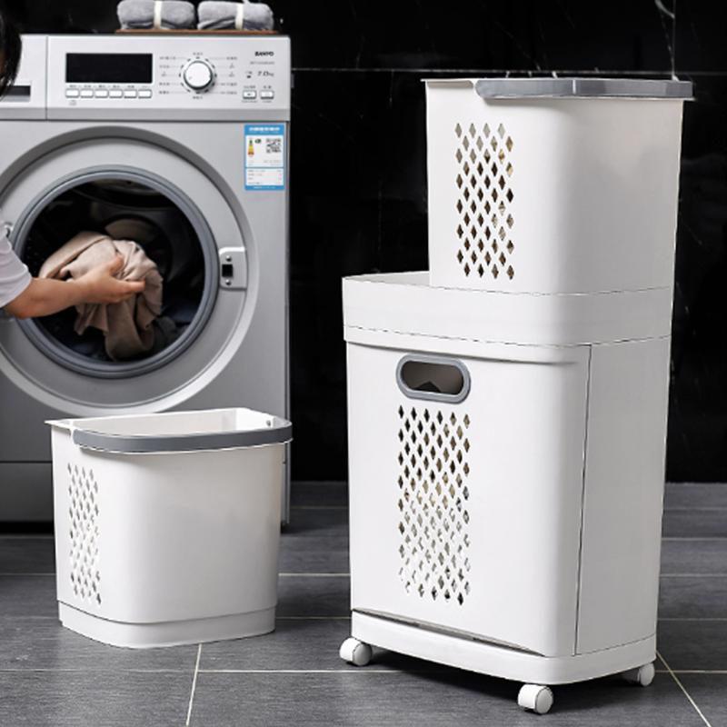 3 Section White Plastic LaundrySorter with Wheels Eco-Friendly RemovableBaskets Easy Rolling Hamper 4 Casters for EasyMovement