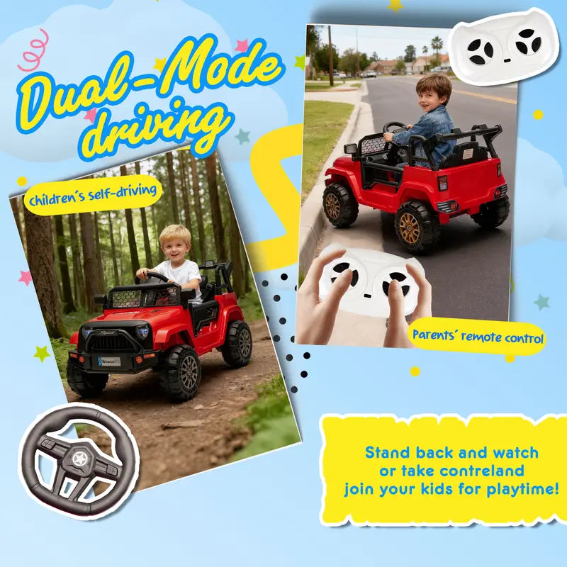 12V Kids Ride On Truck car W/Parents Control,2wd,Suspension System,Front Anti-Collision Bar Design,LED Headlights&Rear Reflective Stickers,Bluetooth,Music,USB,Soft Start&Stop Function For Kids 2-5., Toys For Kids, Kids Outdoor Play summerwins,Motorcycle