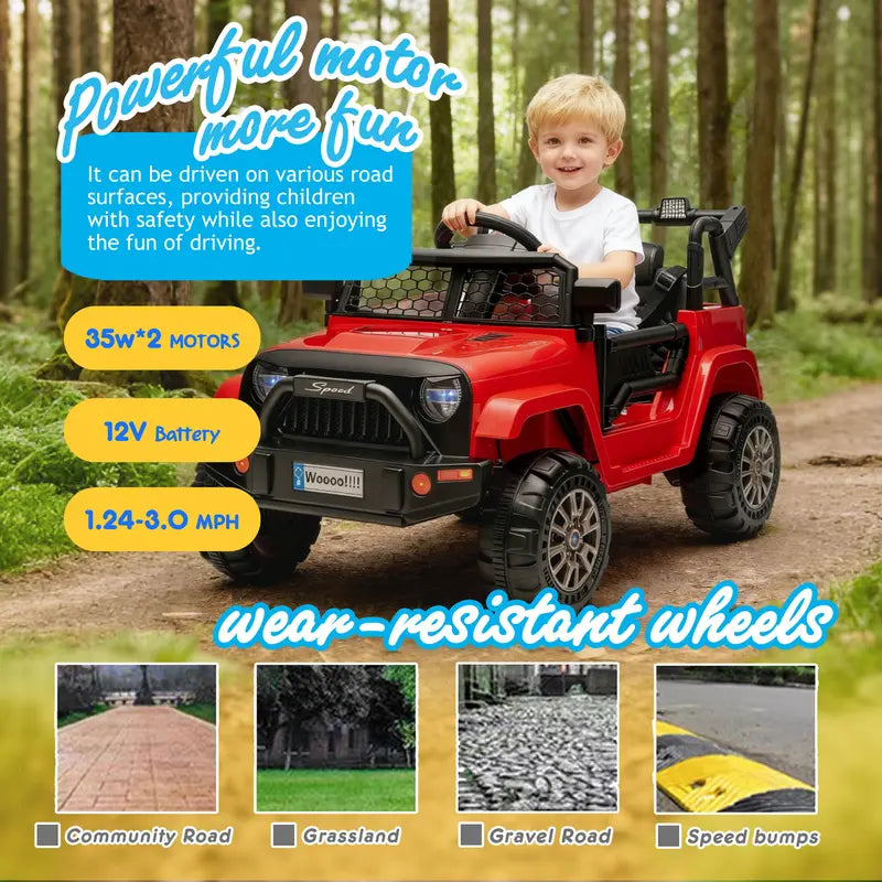 12V Kids Ride On Truck car W/Parents Control,2wd,Suspension System,Front Anti-Collision Bar Design,LED Headlights&Rear Reflective Stickers,Bluetooth,Music,USB,Soft Start&Stop Function For Kids 2-5., Toys For Kids, Kids Outdoor Play summerwins,Motorcycle