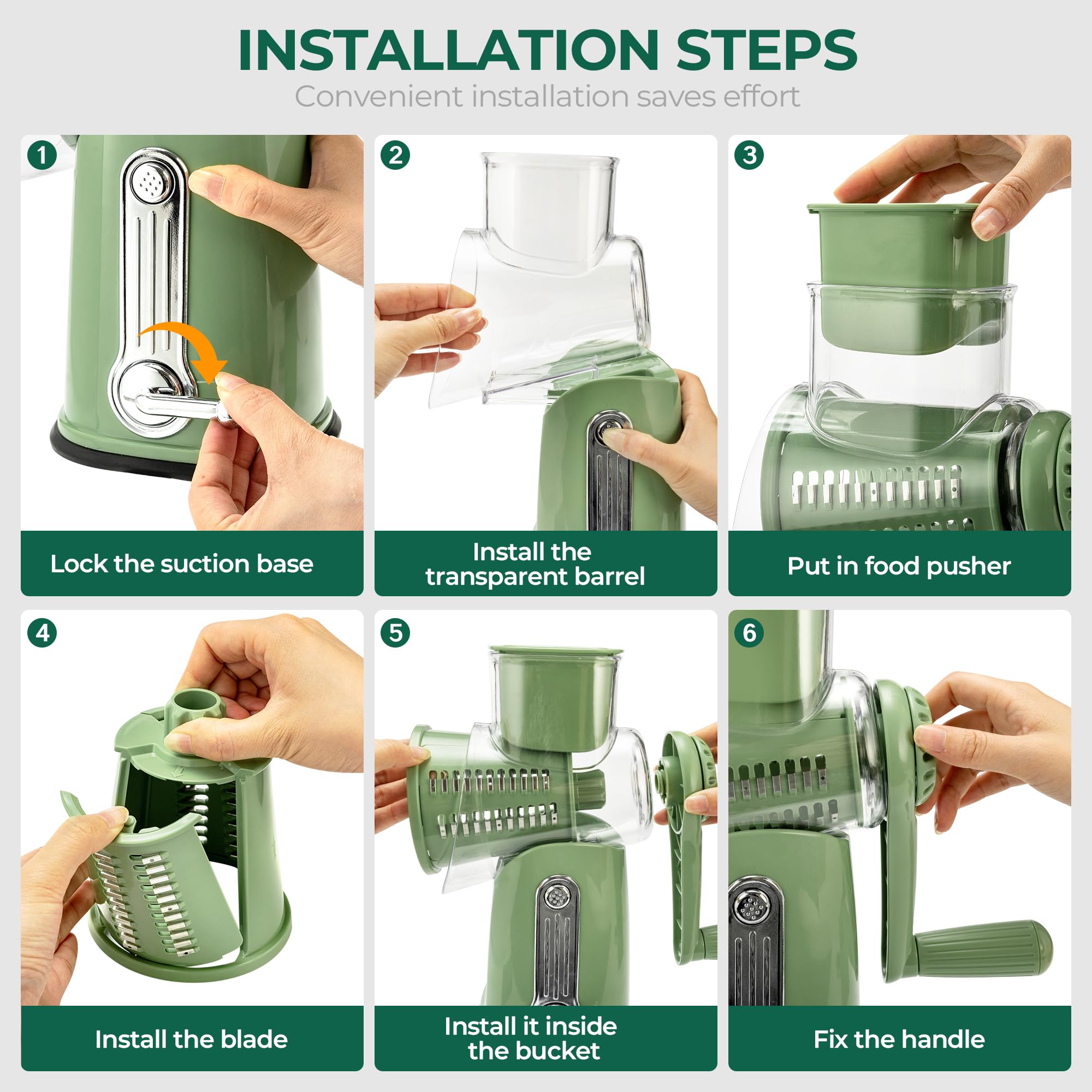 5-in-1 Rotary Drum Grater | Cheese & Vegetable Slicer 🥗