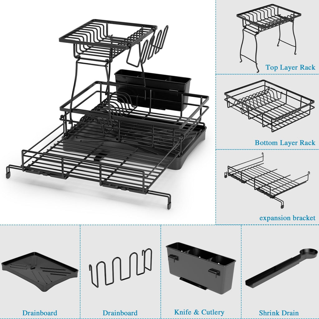 2-Tier Extendable Dish Drying Rack - Anti-Rust Pro Series 🍽️✨
